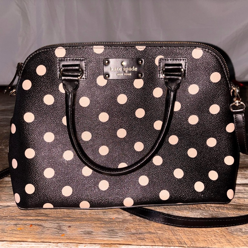 Kate Spade Black and Cream Polka Dot Satchel